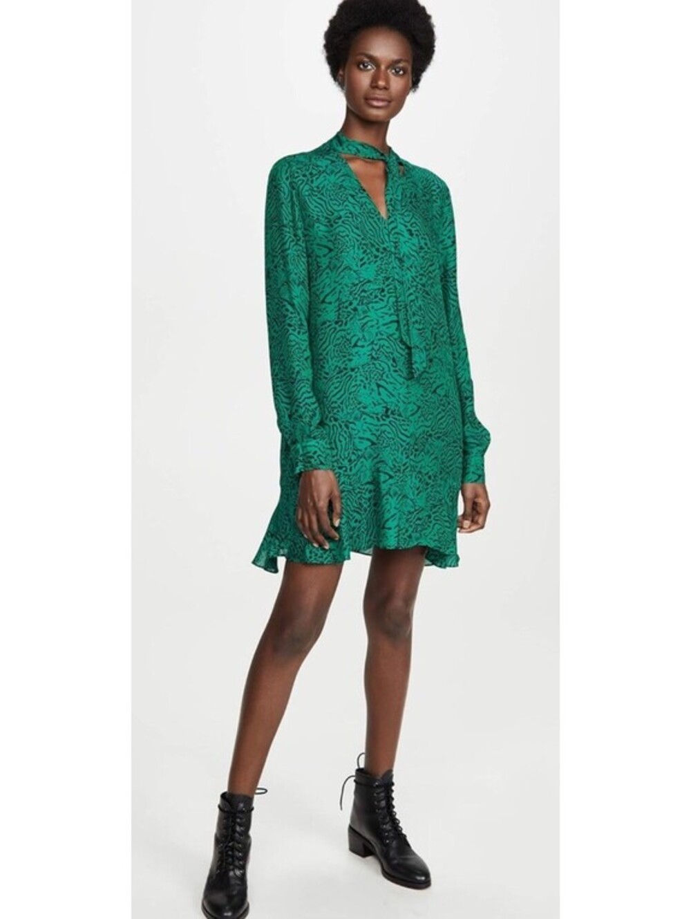 Parker Mercer Jaded Jaguar Silk Blend Neck Tie Shift Dress Size XXS Retail $338